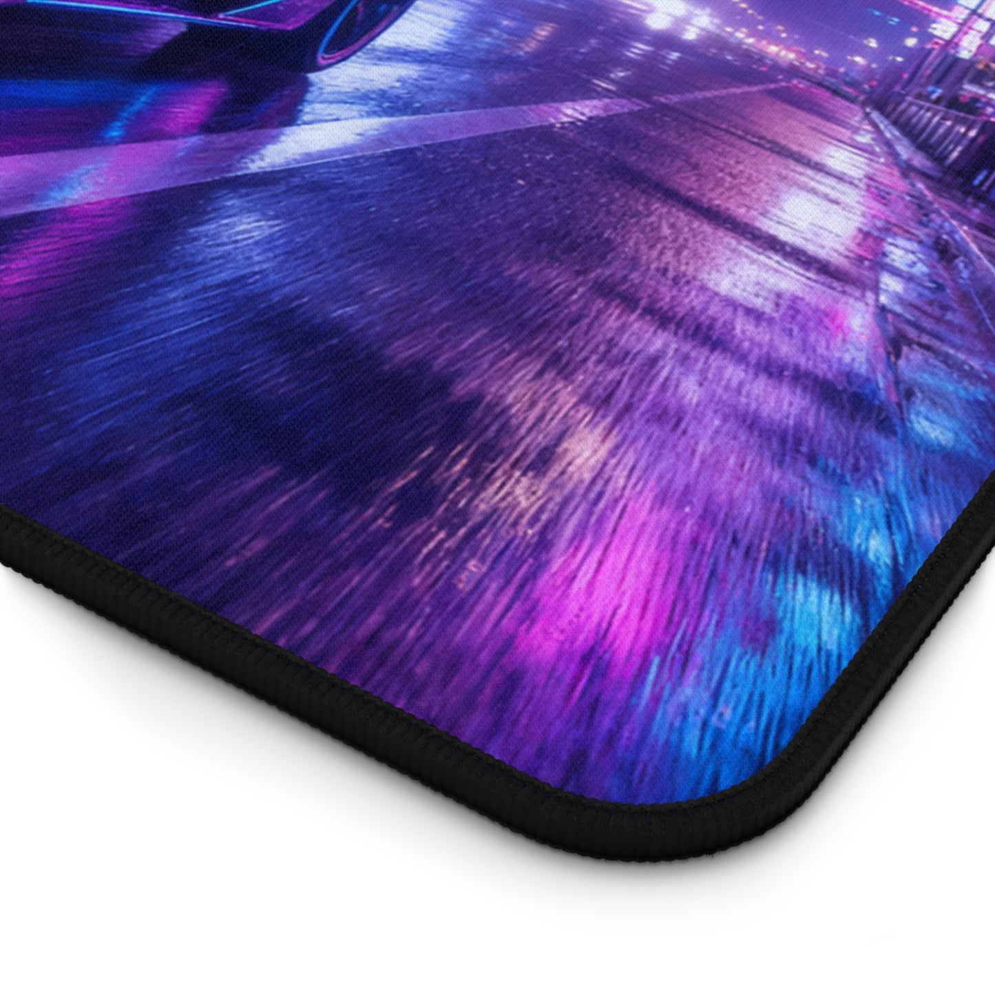 Neon City Night Drive Desk Mat