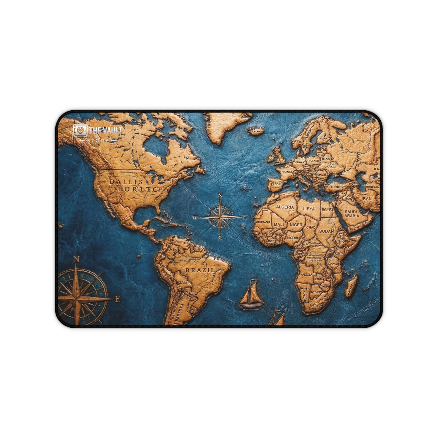Leather World Map Desk Mat