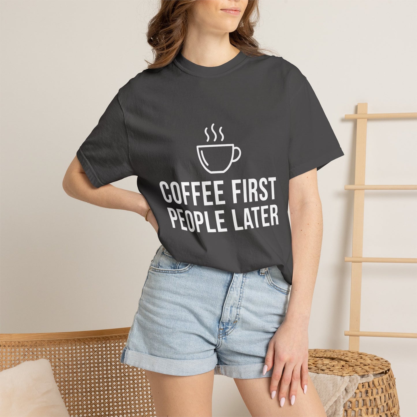 Coffee First People Later T-Shirt — Soft Vintage Tee