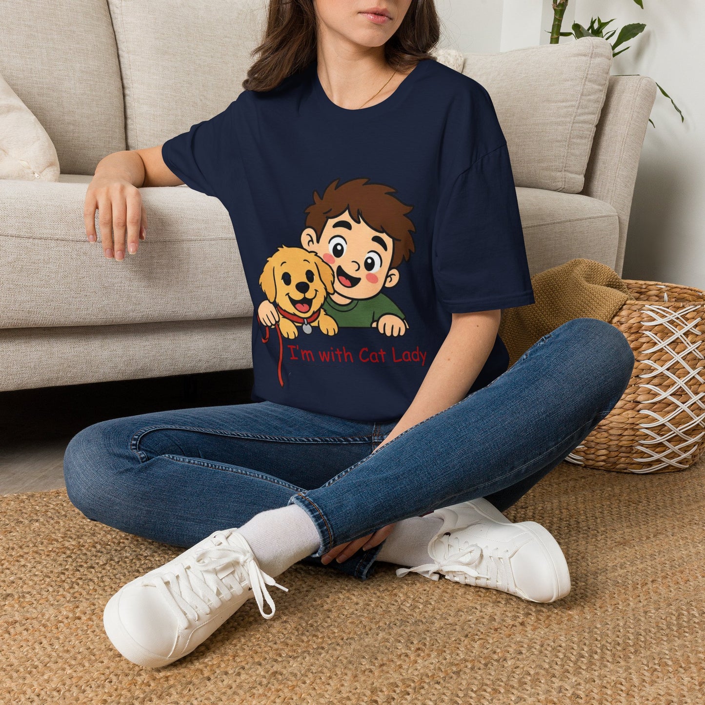 I'm With Cat Lady T-Shirt — Cute Cartoon Pet Lover Tee