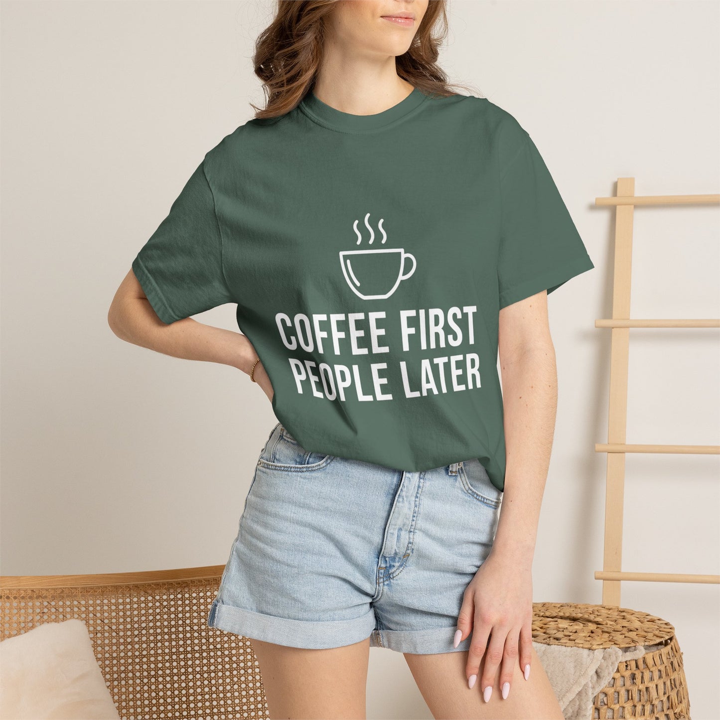 Coffee First People Later T-Shirt — Soft Vintage Tee