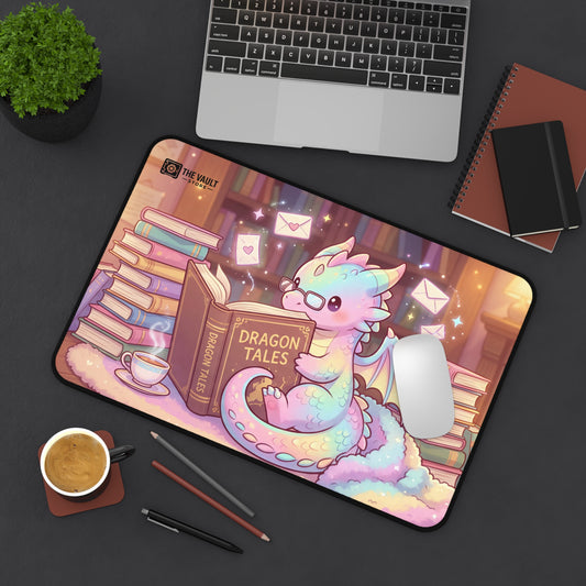 Cozy Bookwarm Dragon Desk Mat