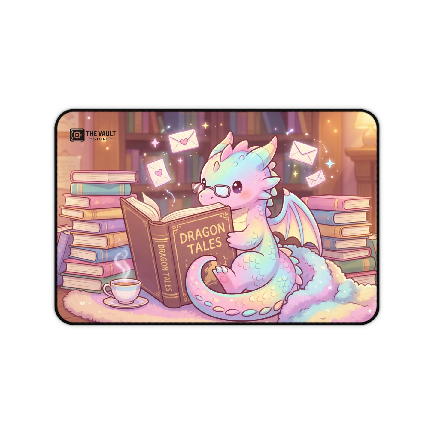 Cozy Bookwarm Dragon Desk Mat