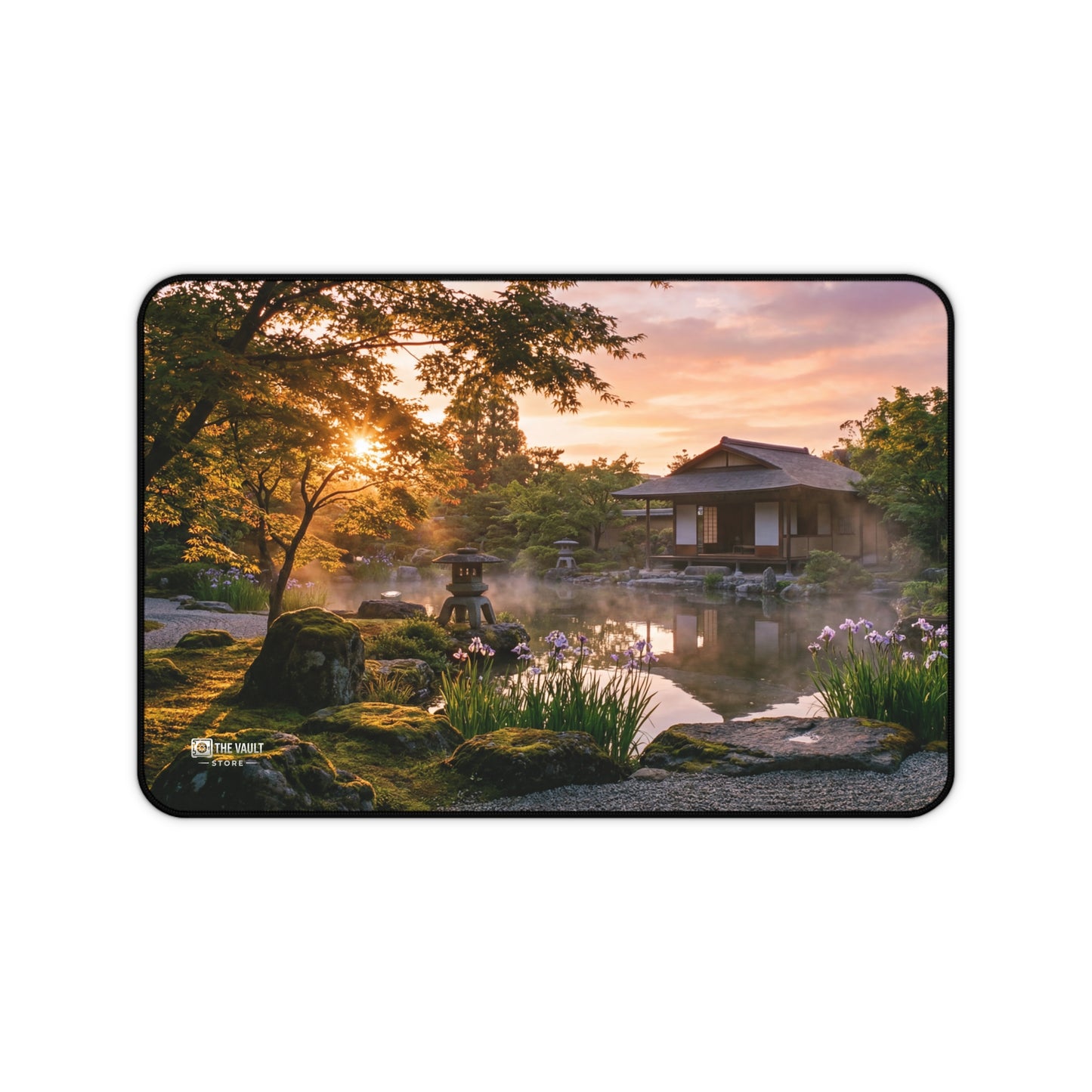 Peaceful Japanese Garden Sunset Desk Mat