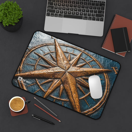 Embossed Leather Compass Rose Desk Mat