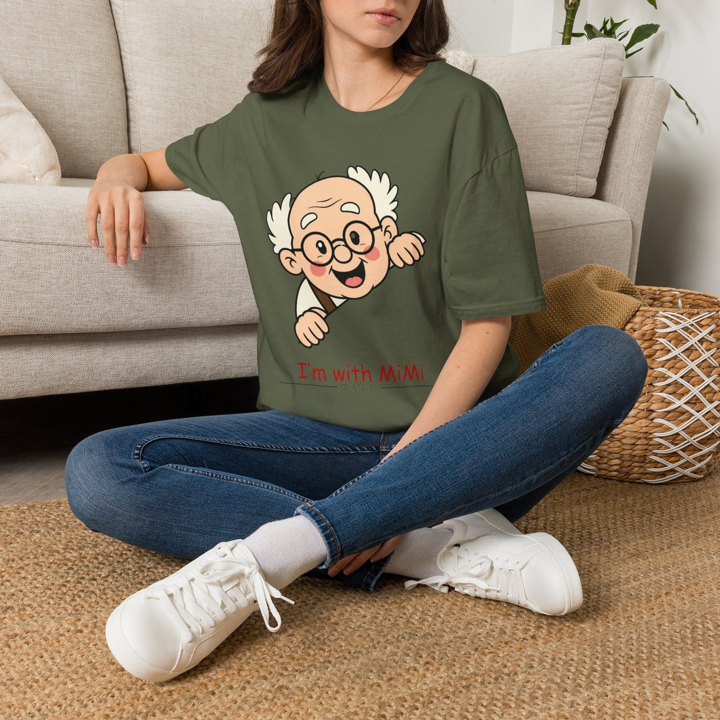Grandpa Face T-Shirt — "I'm with MiMi" Cute Family Grandpa Tee