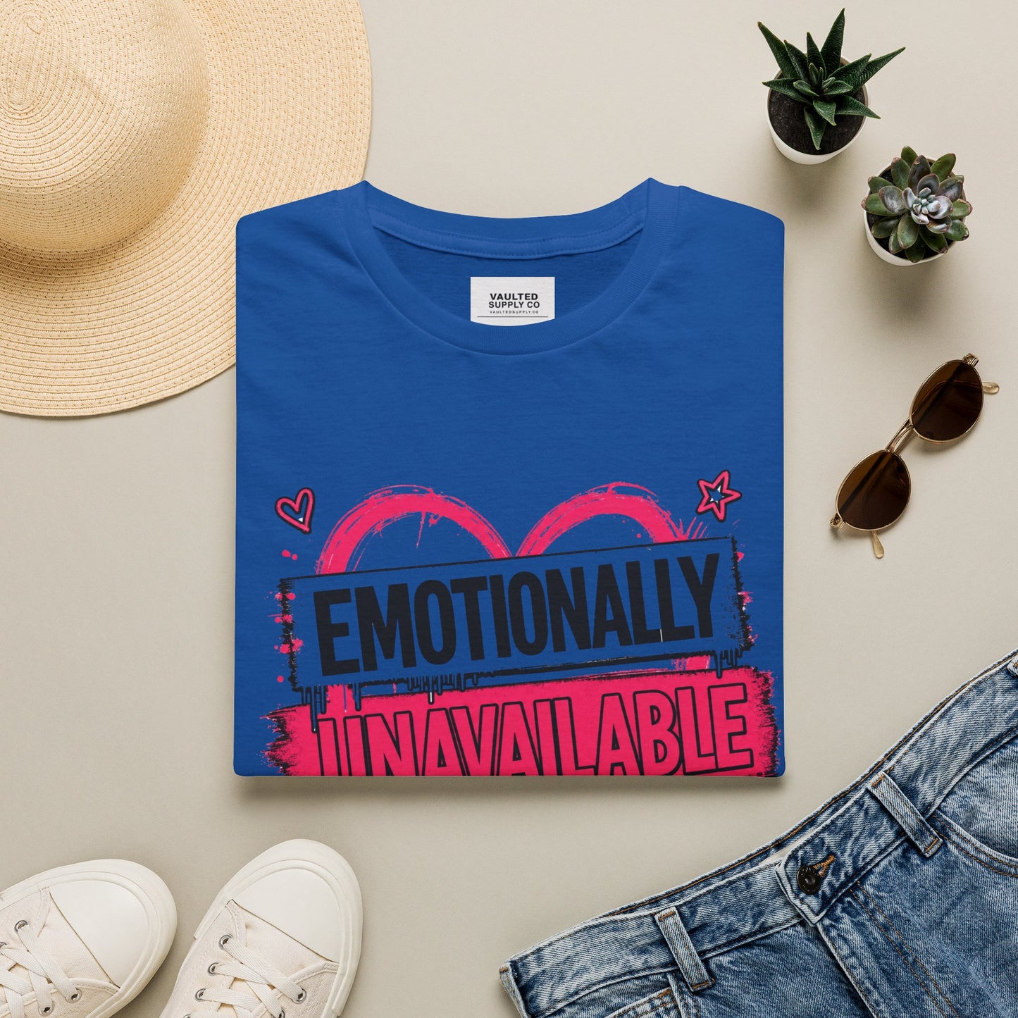 T-Shirt — "Emotionally Unavailable But Cute" Graphic Tee
