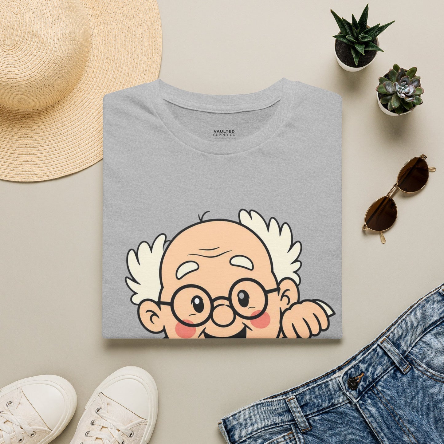 Grandpa Peeking T-Shirt — "I'm with LaLa" Cute Retro Grandpa Graphic Tee