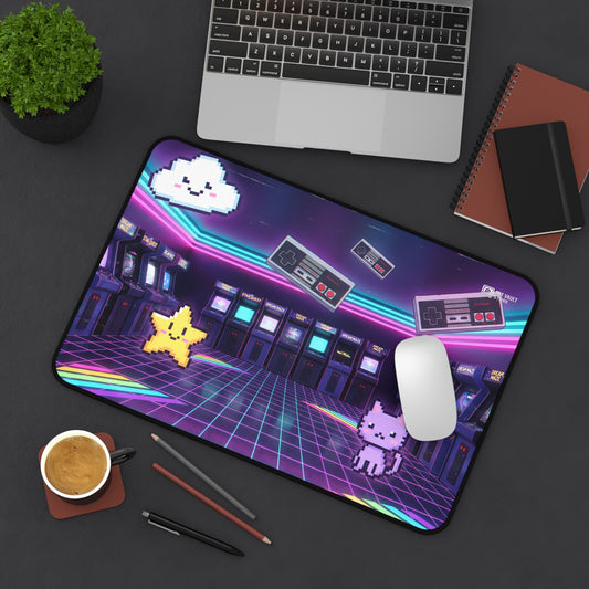 Retro Arcade Pixel Paradise Desk Mat