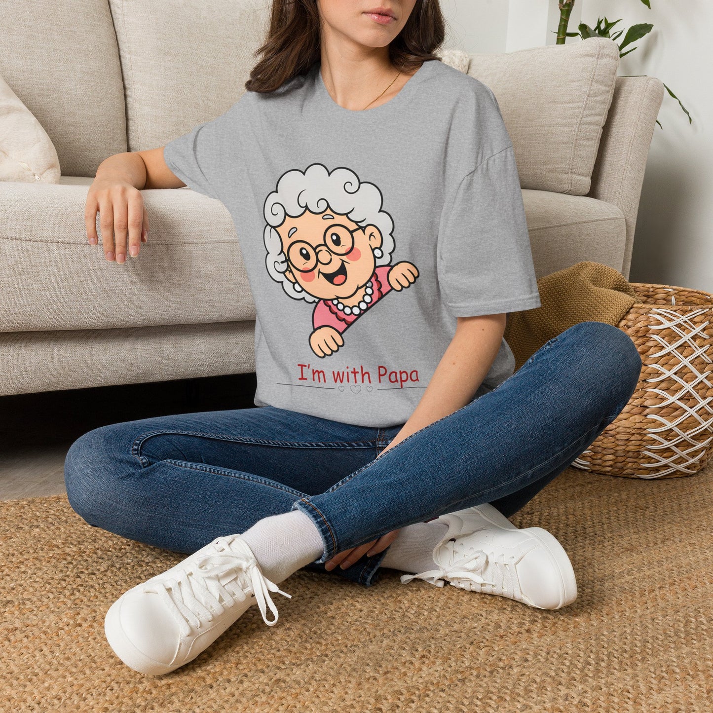 Grandma Cartoon T-Shirt — "I'm with Papa" Cute Family Tee
