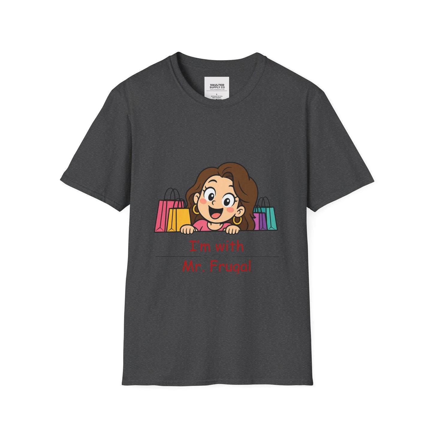 I'm With Mr. Frugal T-Shirt — Cute Shopper Graphic Tee for Bargain Lovers
