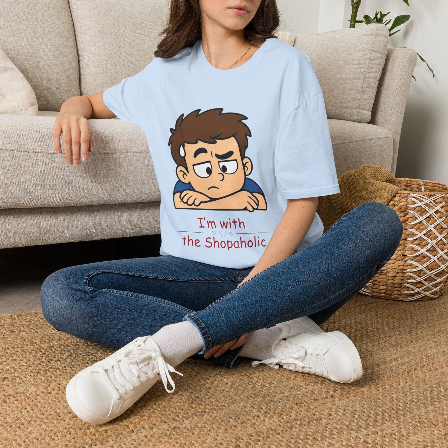 Funny "I'm With the Shopaholic" T-Shirt — Cute Peekaboo Cartoon Tee