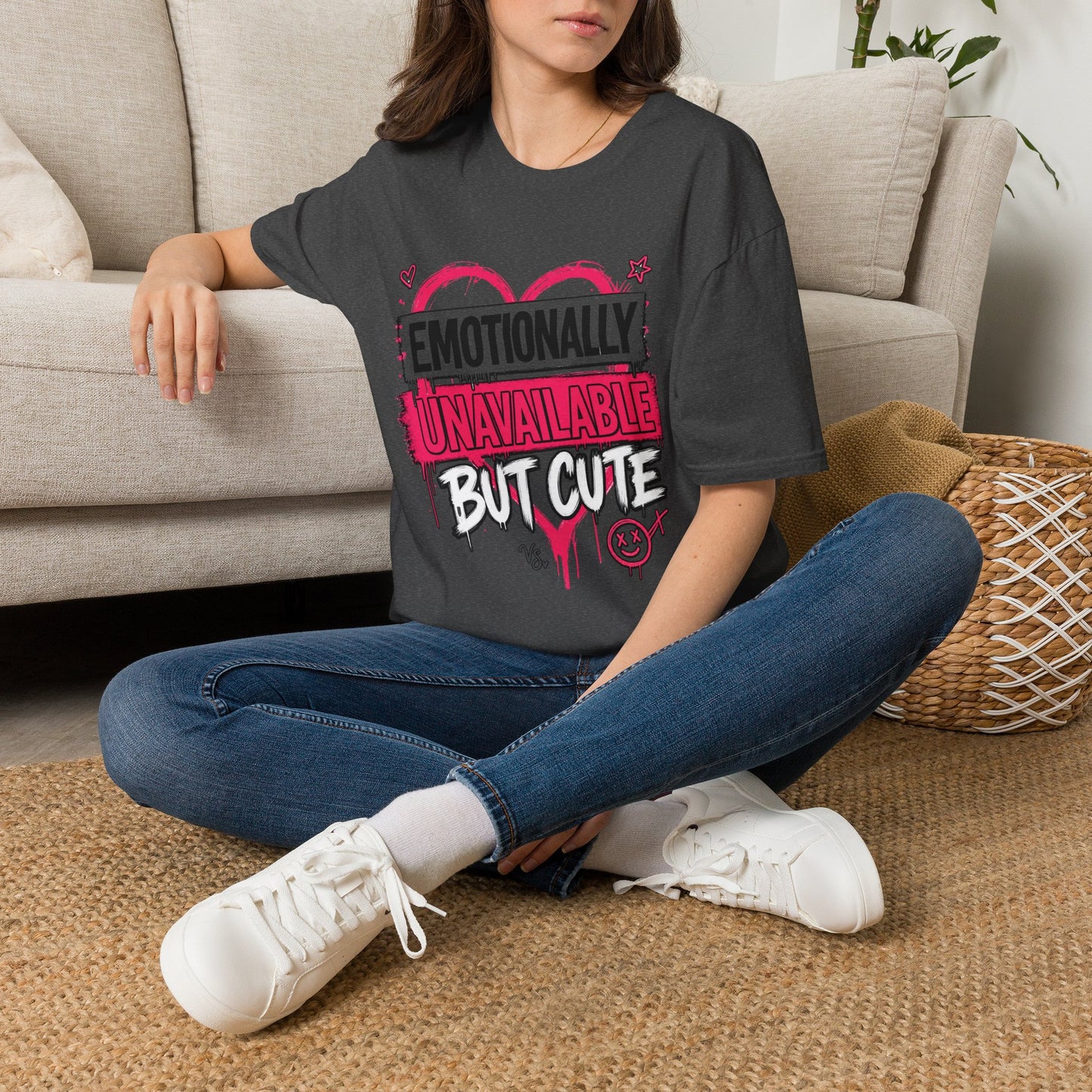 T-Shirt — "Emotionally Unavailable But Cute" Graphic Tee