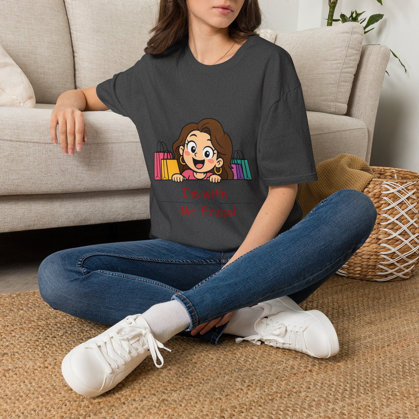 I'm With Mr. Frugal T-Shirt — Cute Shopper Graphic Tee for Bargain Lovers