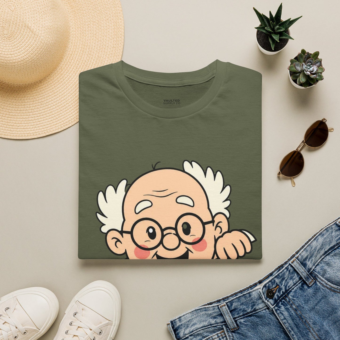Grandpa Peeking T-Shirt — "I'm with LaLa" Cute Retro Grandpa Graphic Tee