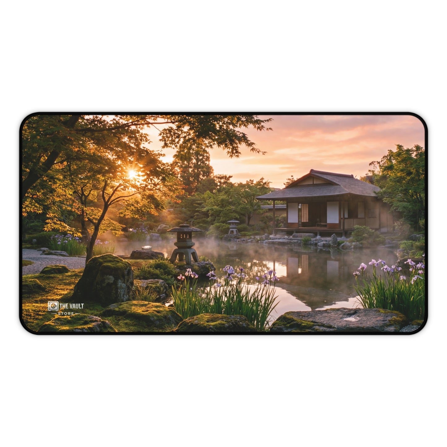 Peaceful Japanese Garden Sunset Desk Mat