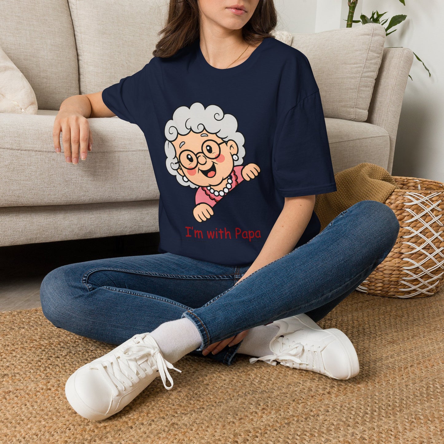 Grandma Cartoon T-Shirt — "I'm with Papa" Cute Family Tee