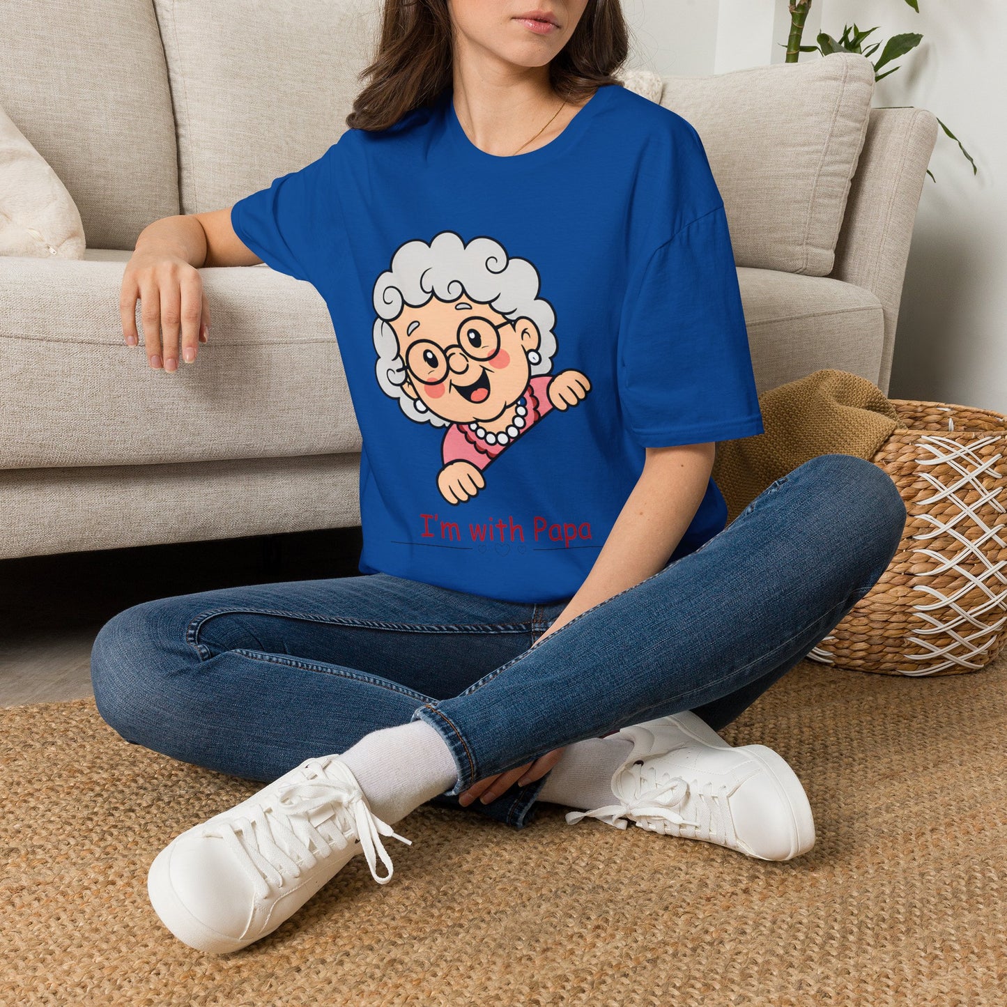 Grandma Cartoon T-Shirt — "I'm with Papa" Cute Family Tee