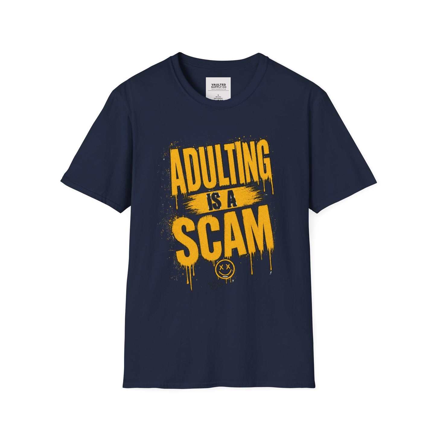 Adulting Is a Scam T-Shirt — Funny Adult Humor Graphic Tee