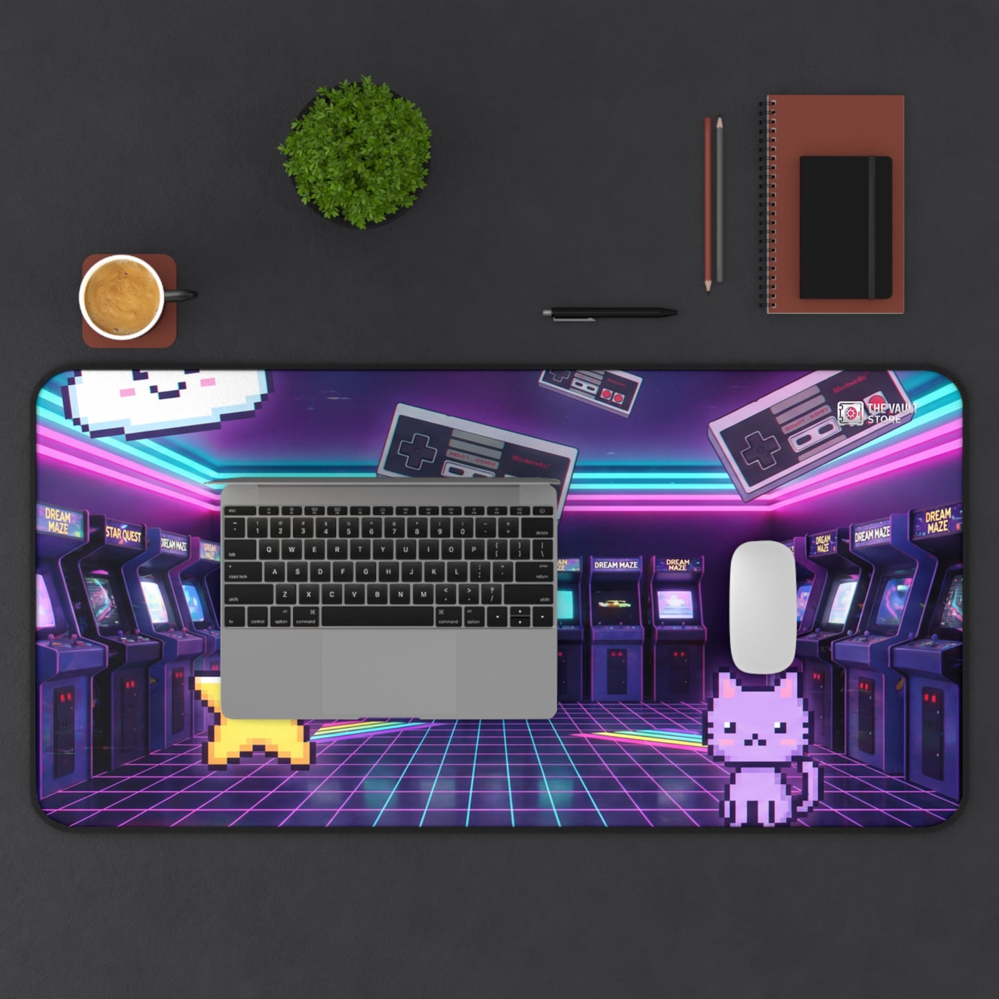 Retro Arcade Pixel Paradise Desk Mat
