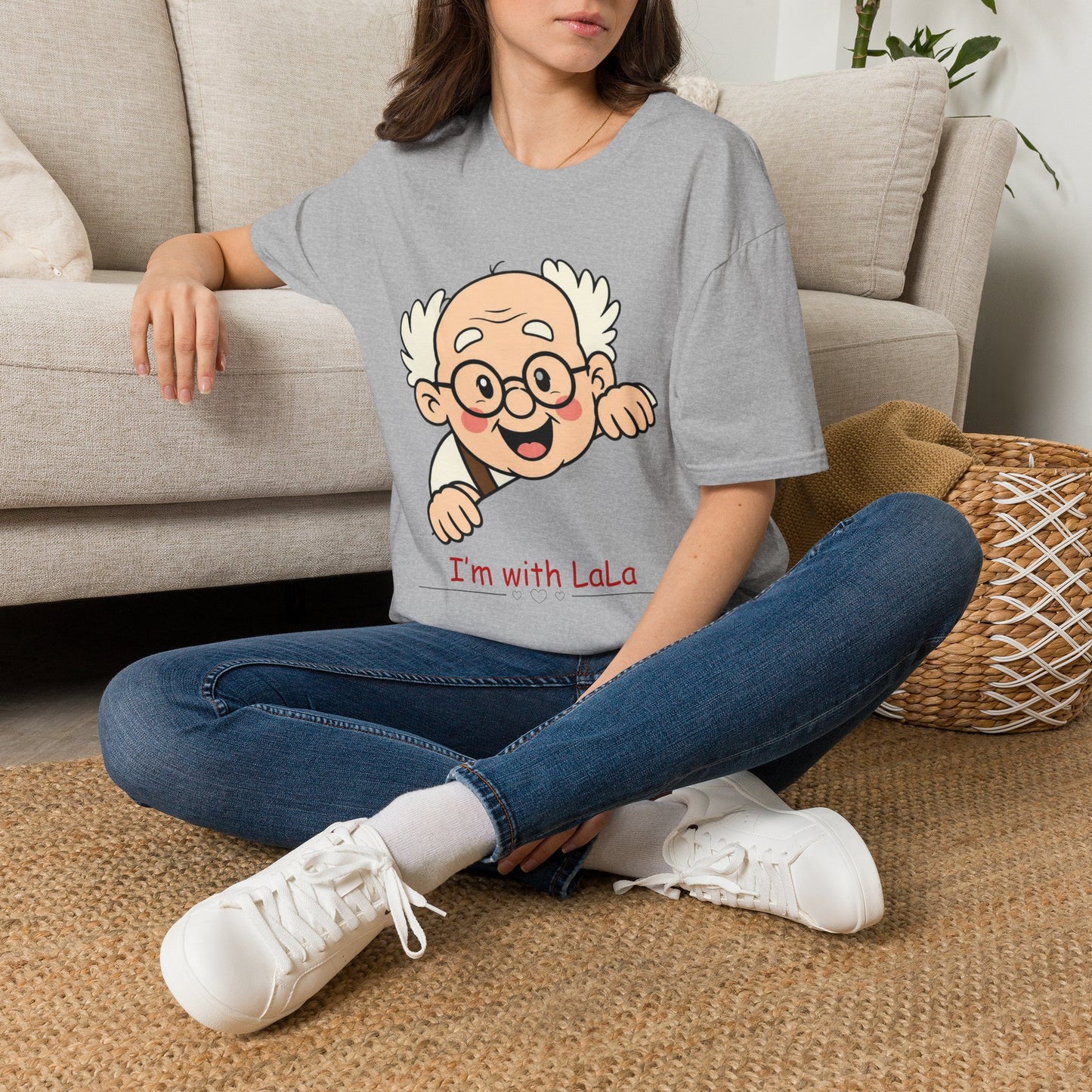 Grandpa Peeking T-Shirt — "I'm with LaLa" Cute Retro Grandpa Graphic Tee