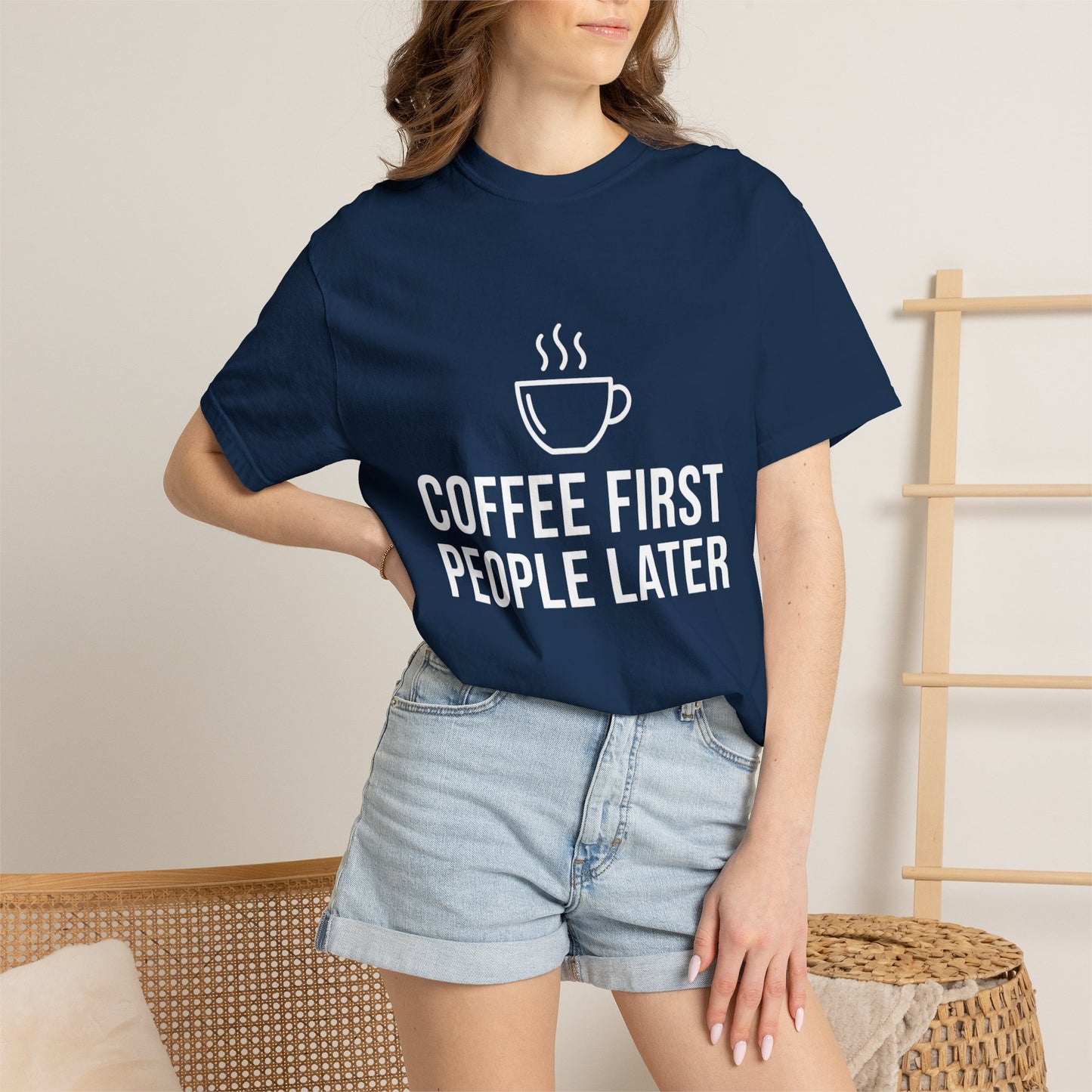 Coffee First People Later T-Shirt — Soft Vintage Tee