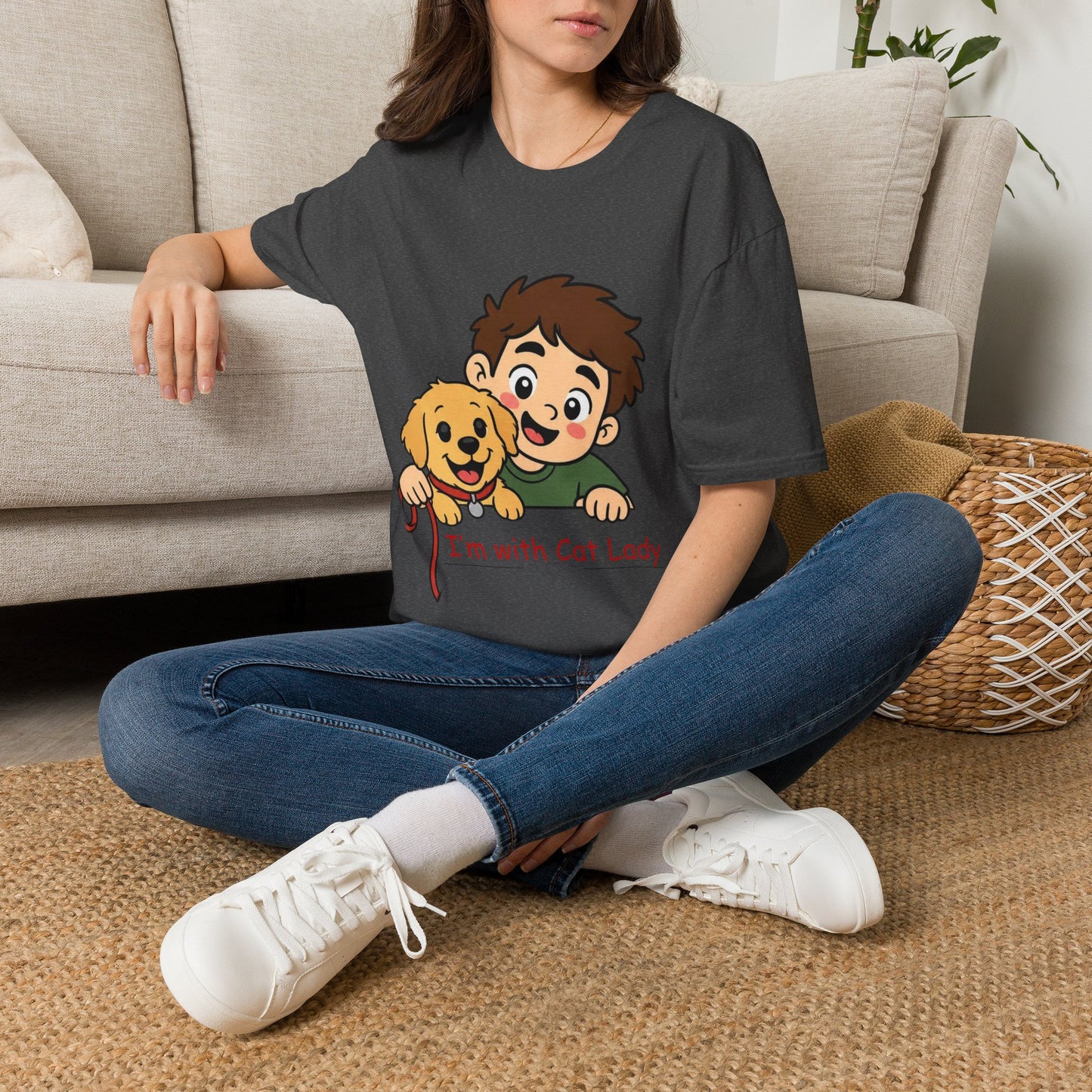I'm With Cat Lady T-Shirt — Cute Cartoon Pet Lover Tee