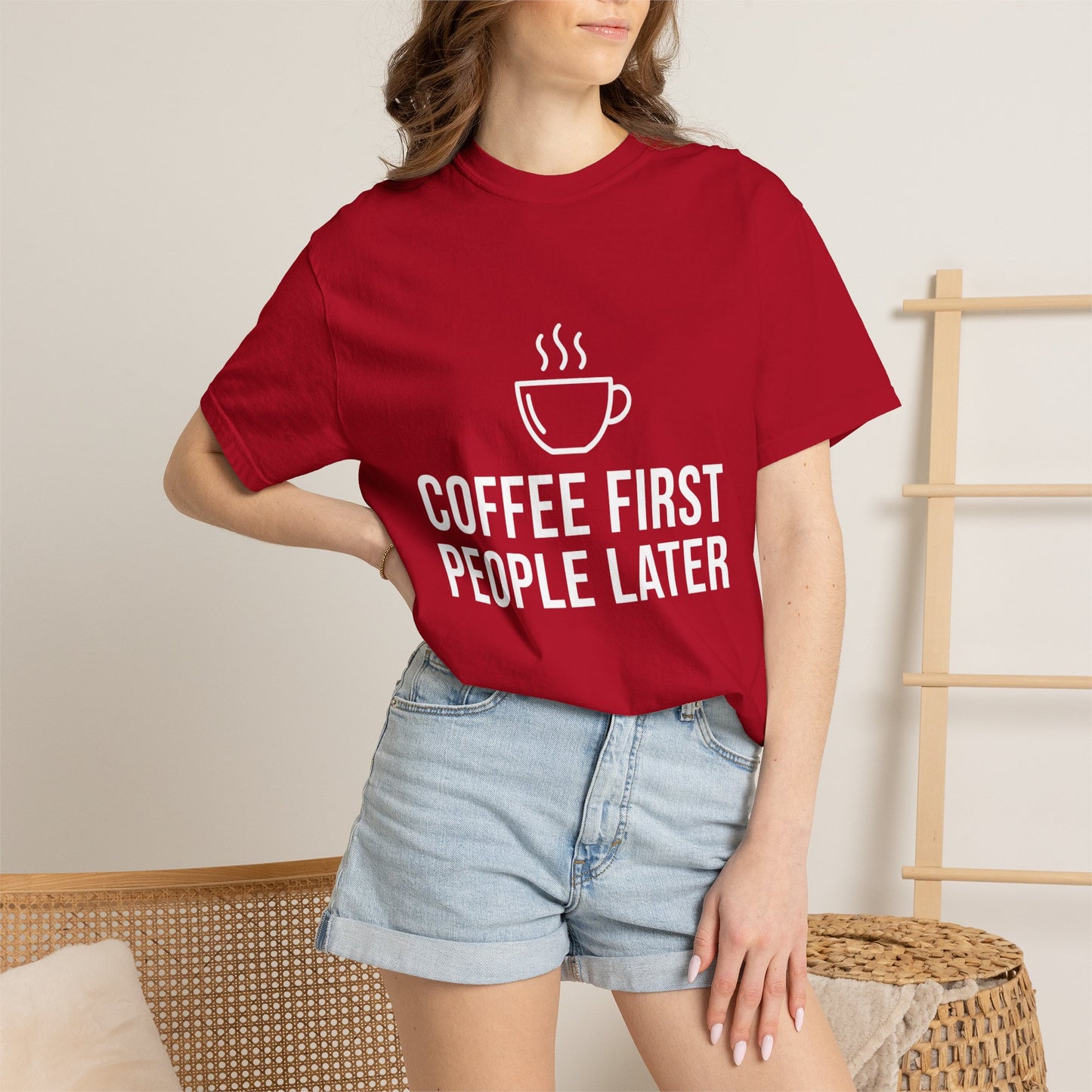 Coffee First People Later T-Shirt — Soft Vintage Tee