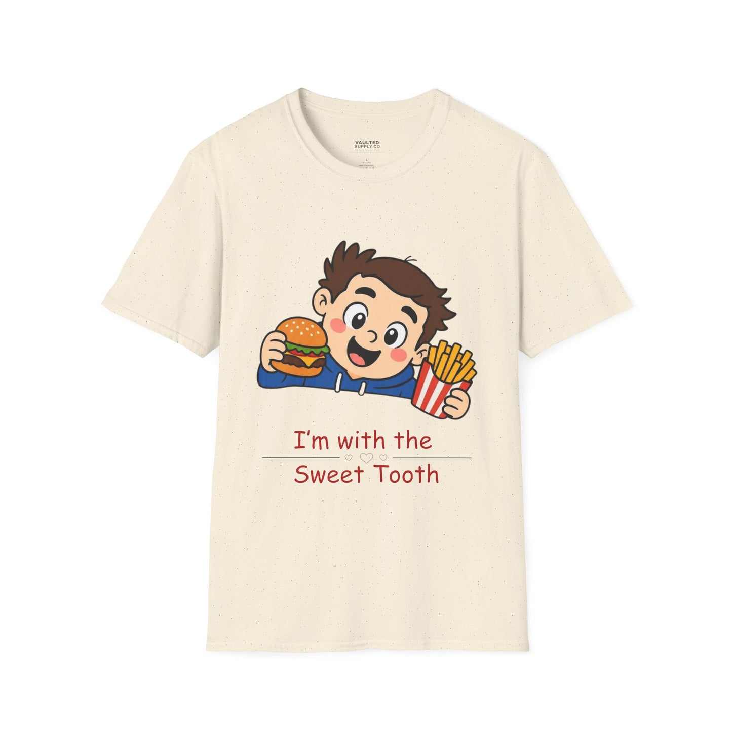 "I'm with the Sweet Tooth" Cute Kid Eating Burger & Fries Graphic Tee
