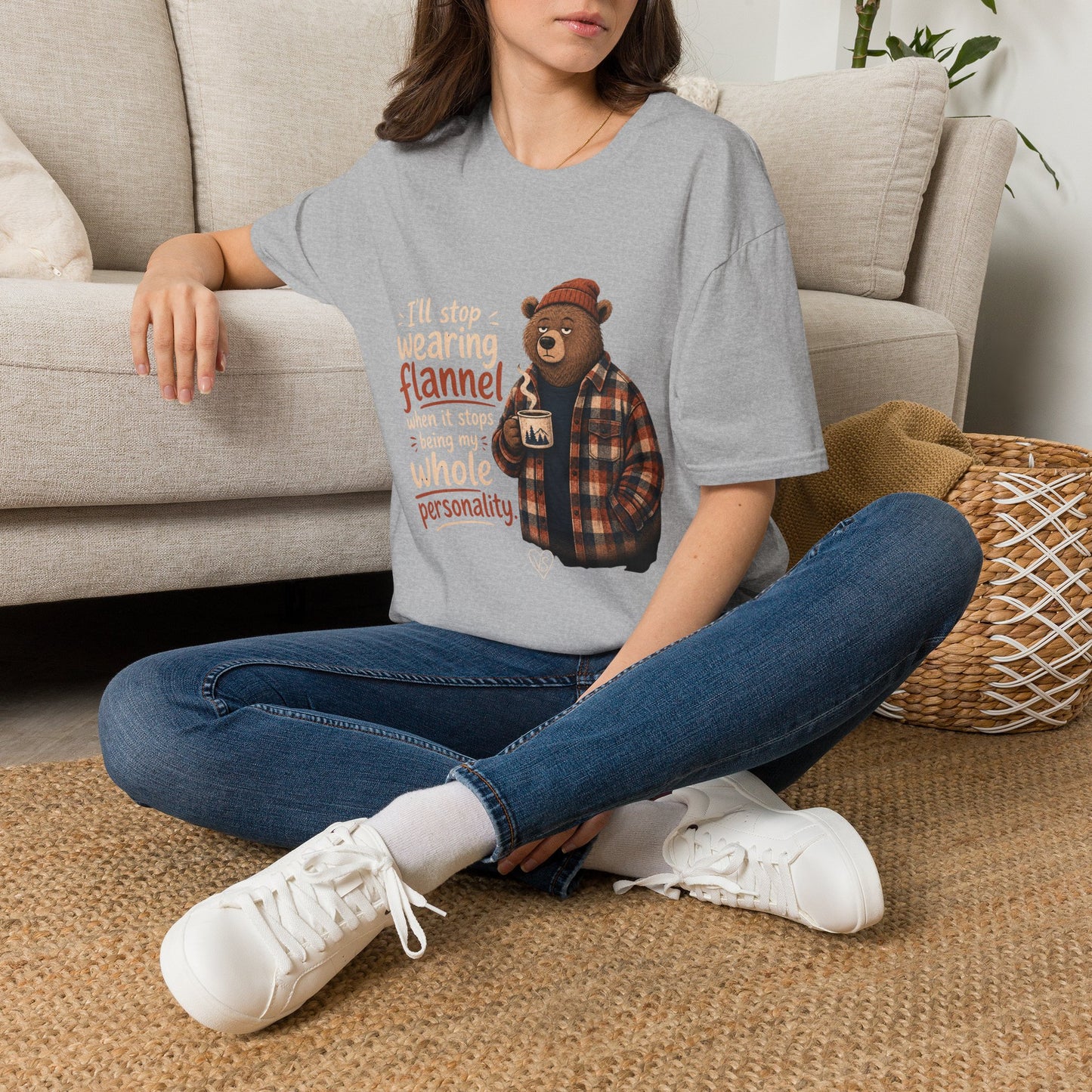 Flannel Bear T-Shirt — "I'll Stop Wearing Flannel" Cozy Graphic Tee