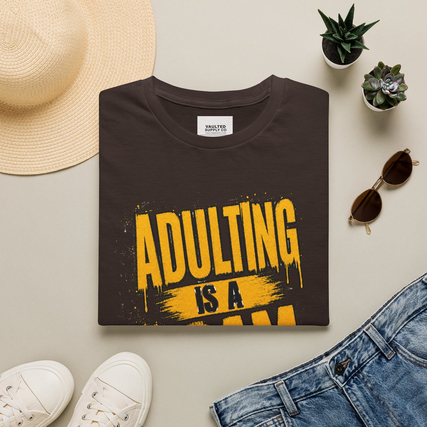 Adulting Is a Scam T-Shirt — Funny Adult Humor Graphic Tee