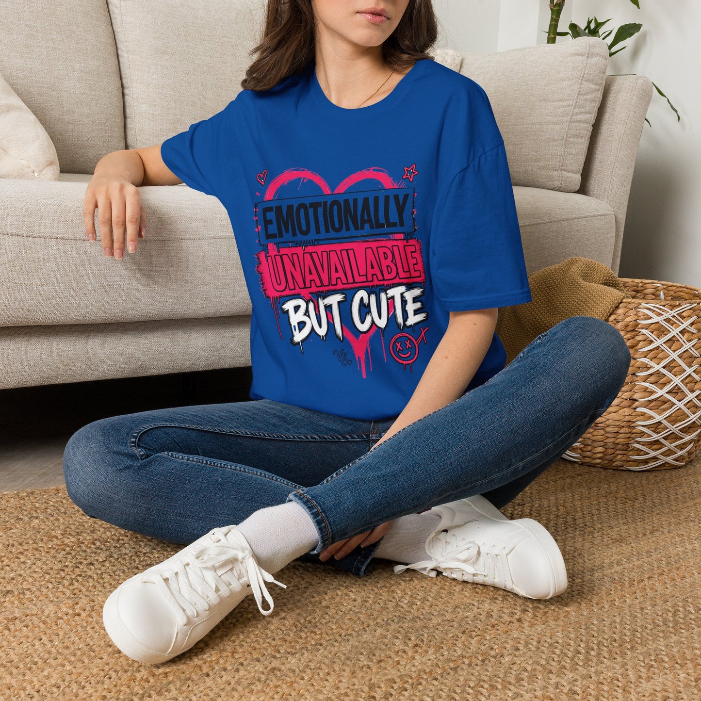 T-Shirt — "Emotionally Unavailable But Cute" Graphic Tee