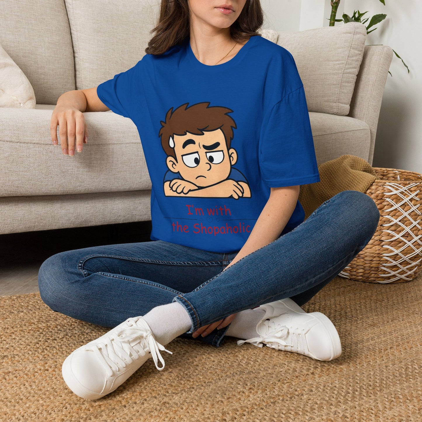 Funny "I'm With the Shopaholic" T-Shirt — Cute Peekaboo Cartoon Tee