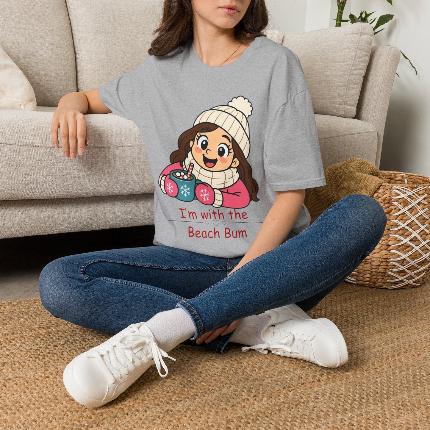 Cute Winter Girl T-Shirt — "I'm with the Beach Bum" Graphic Tee