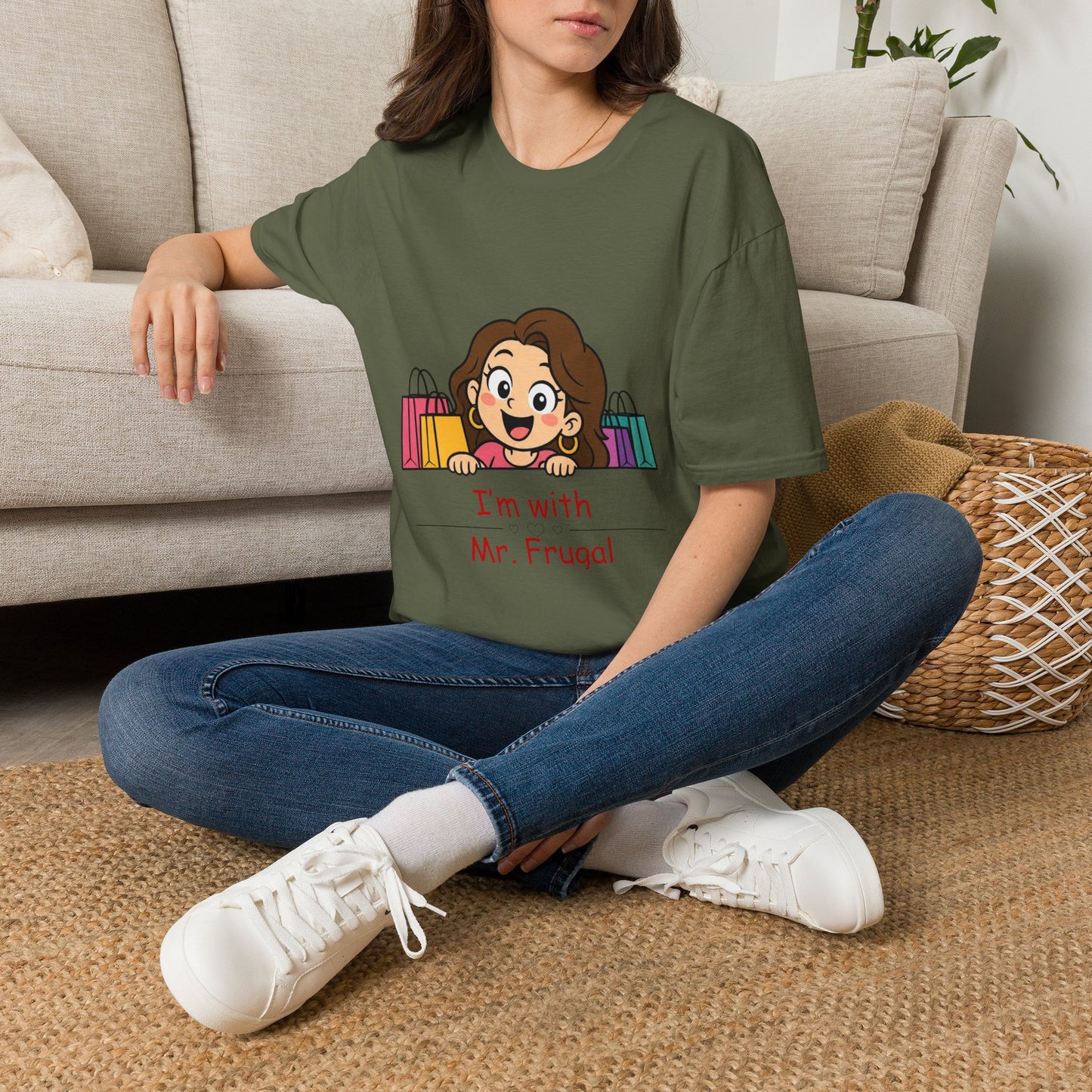 I'm With Mr. Frugal T-Shirt — Cute Shopper Graphic Tee for Bargain Lovers