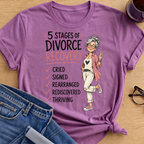 5 Stages of Divorce T-Shirt - Heather Radiant Orchid