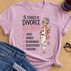 5 Stages of Divorce T-Shirt - Light Pink
