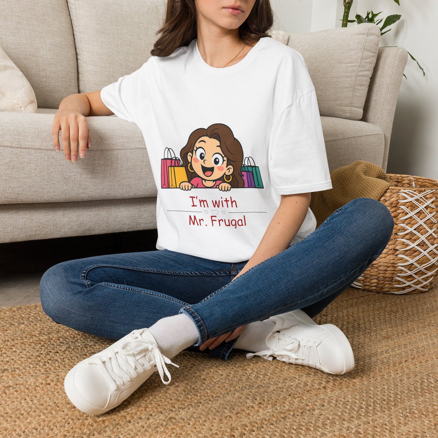 I'm With Mr. Frugal T-Shirt — Cute Shopper Graphic Tee for Bargain Lovers