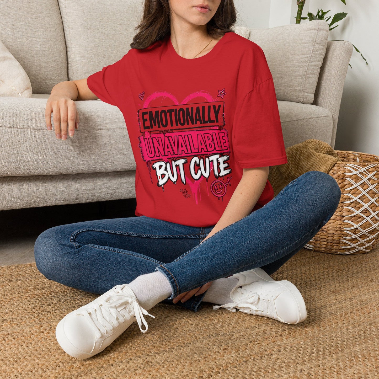 T-Shirt — "Emotionally Unavailable But Cute" Graphic Tee