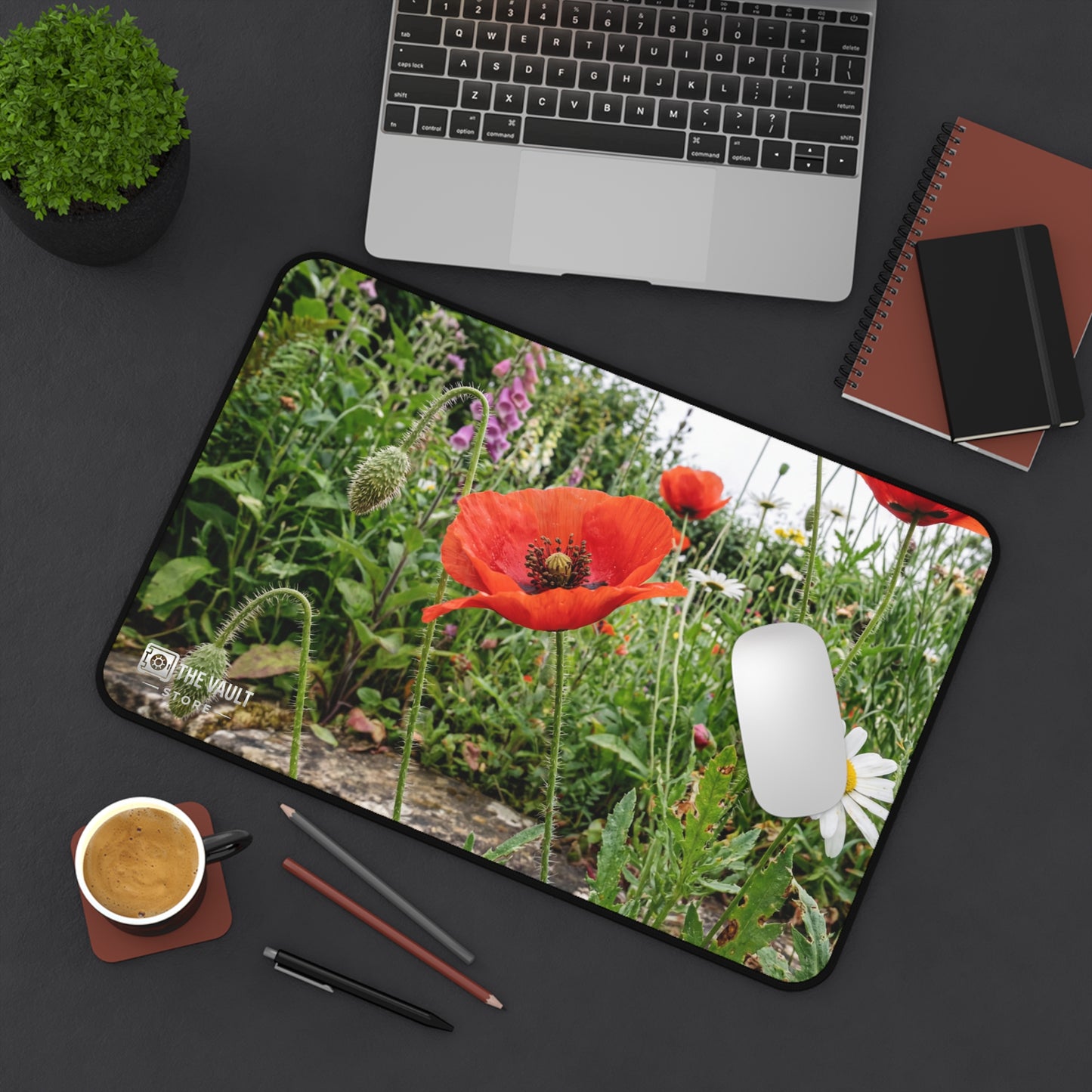 Poppy and Daisy Wildflower Meadow Desk Mat