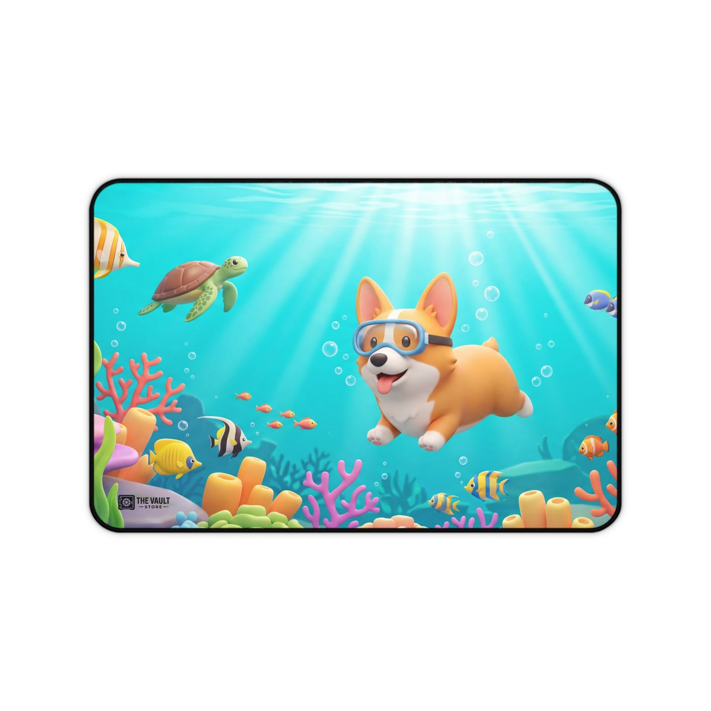 Underwater Corgi Adventure Desk Mat