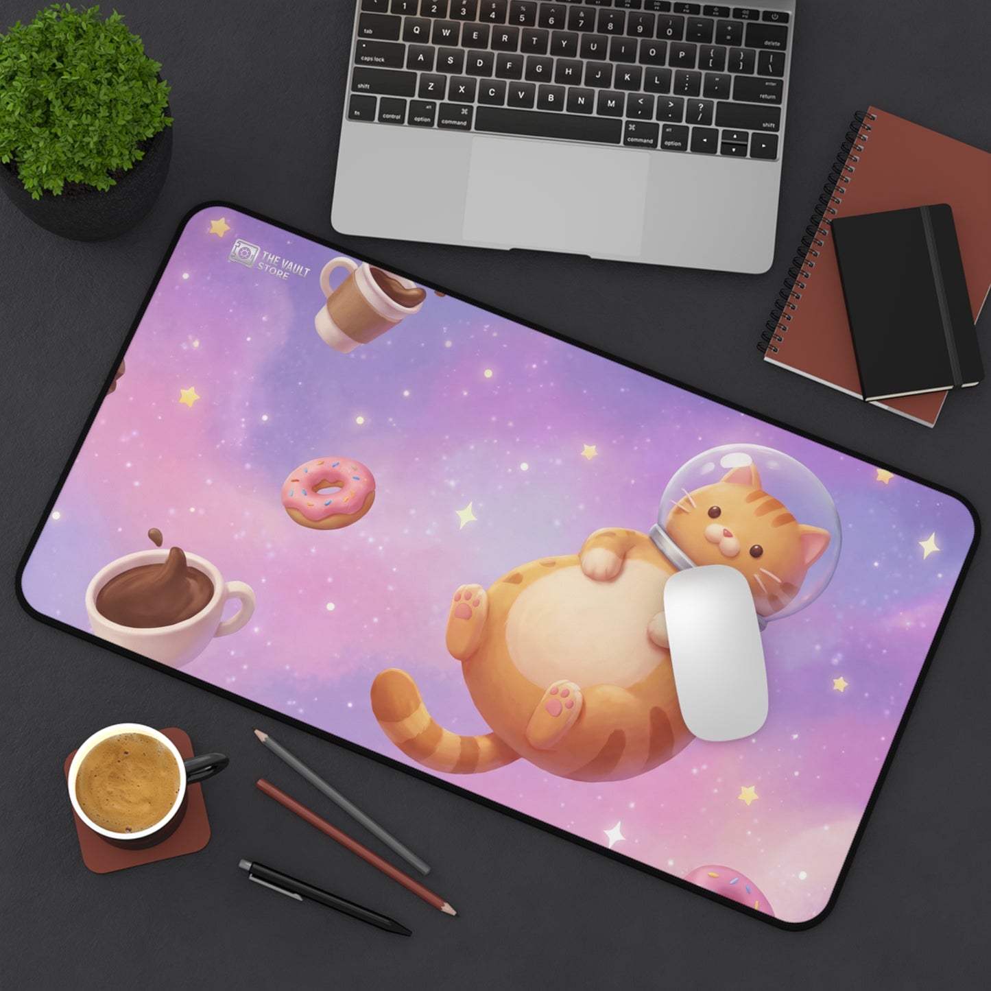 Cosmic Cat Cafe Desk Mat