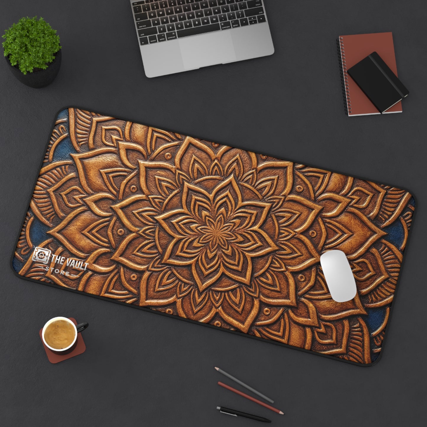 Embossed Leather Mandala Pattern  Desk Mat