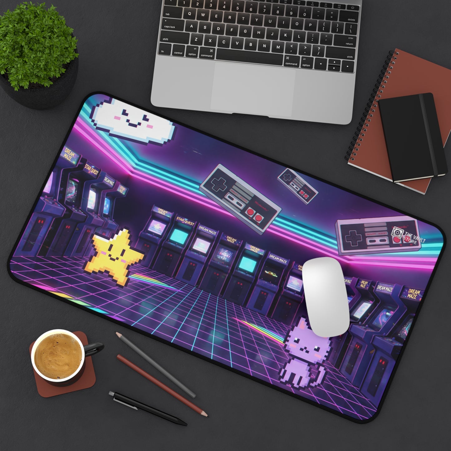 Retro Arcade Pixel Paradise Desk Mat