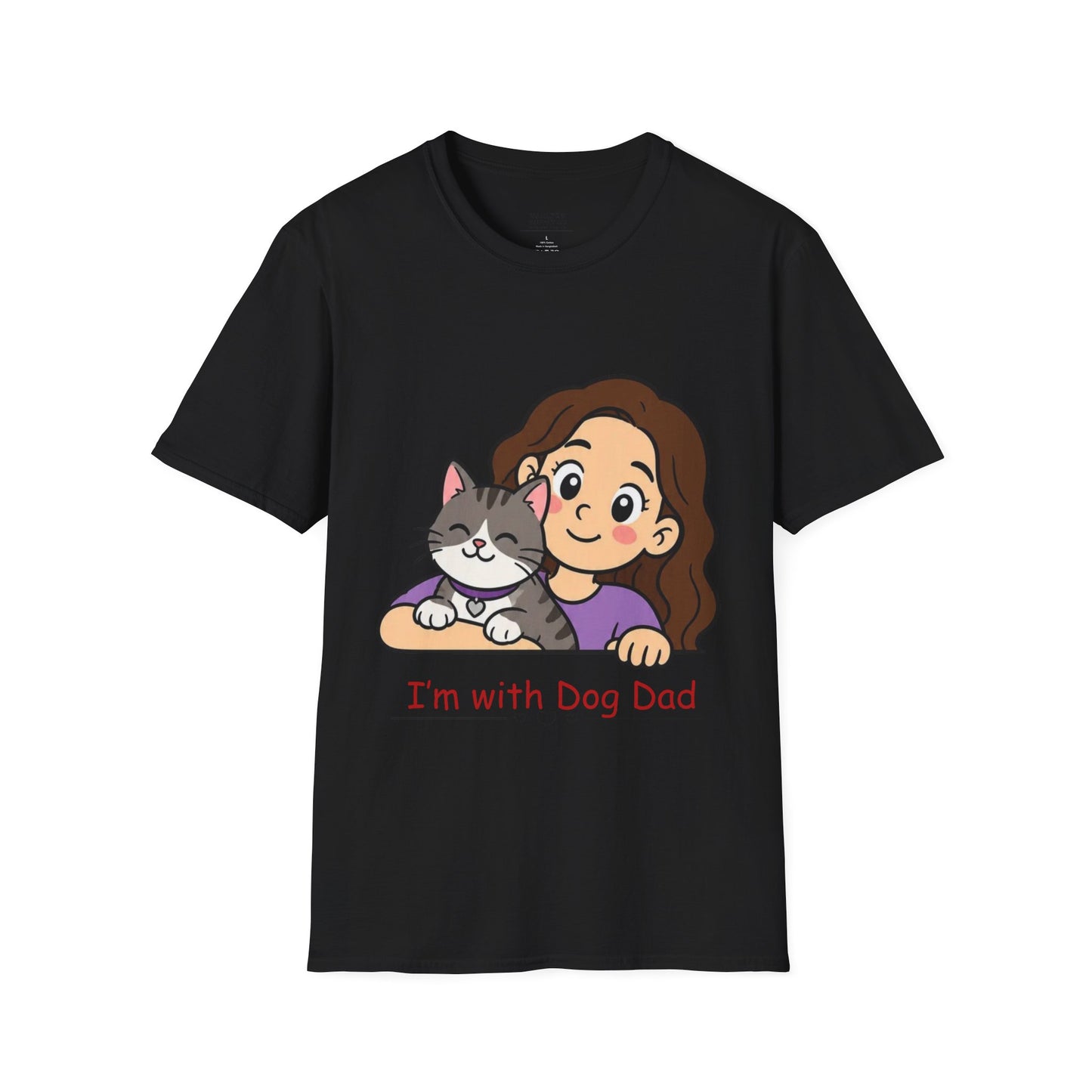 I'm with Dog Mom T-Shirt — Cute Woman & Cat Cartoon Tee