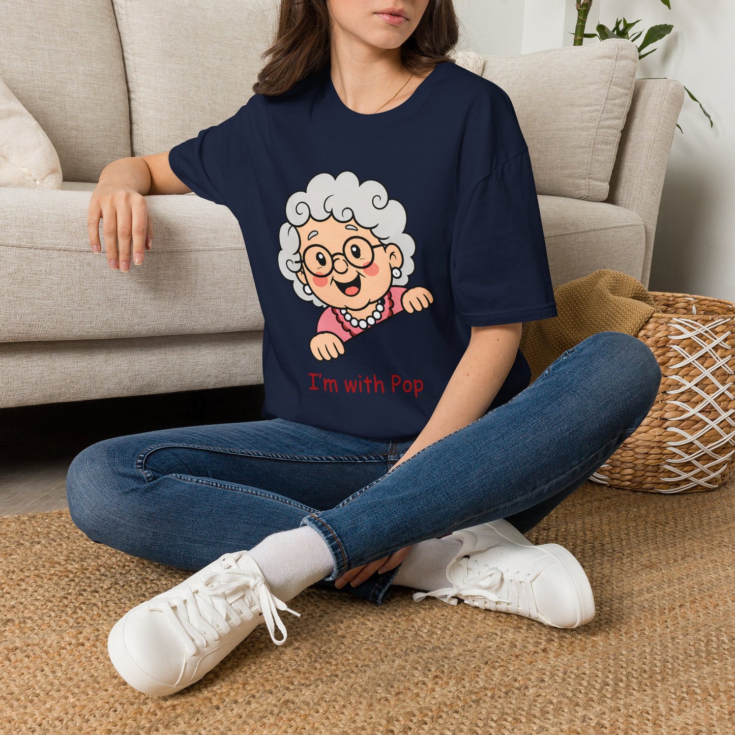 Grandma Peeking T-Shirt — Cute "I'm with Pop" Graphic Tee