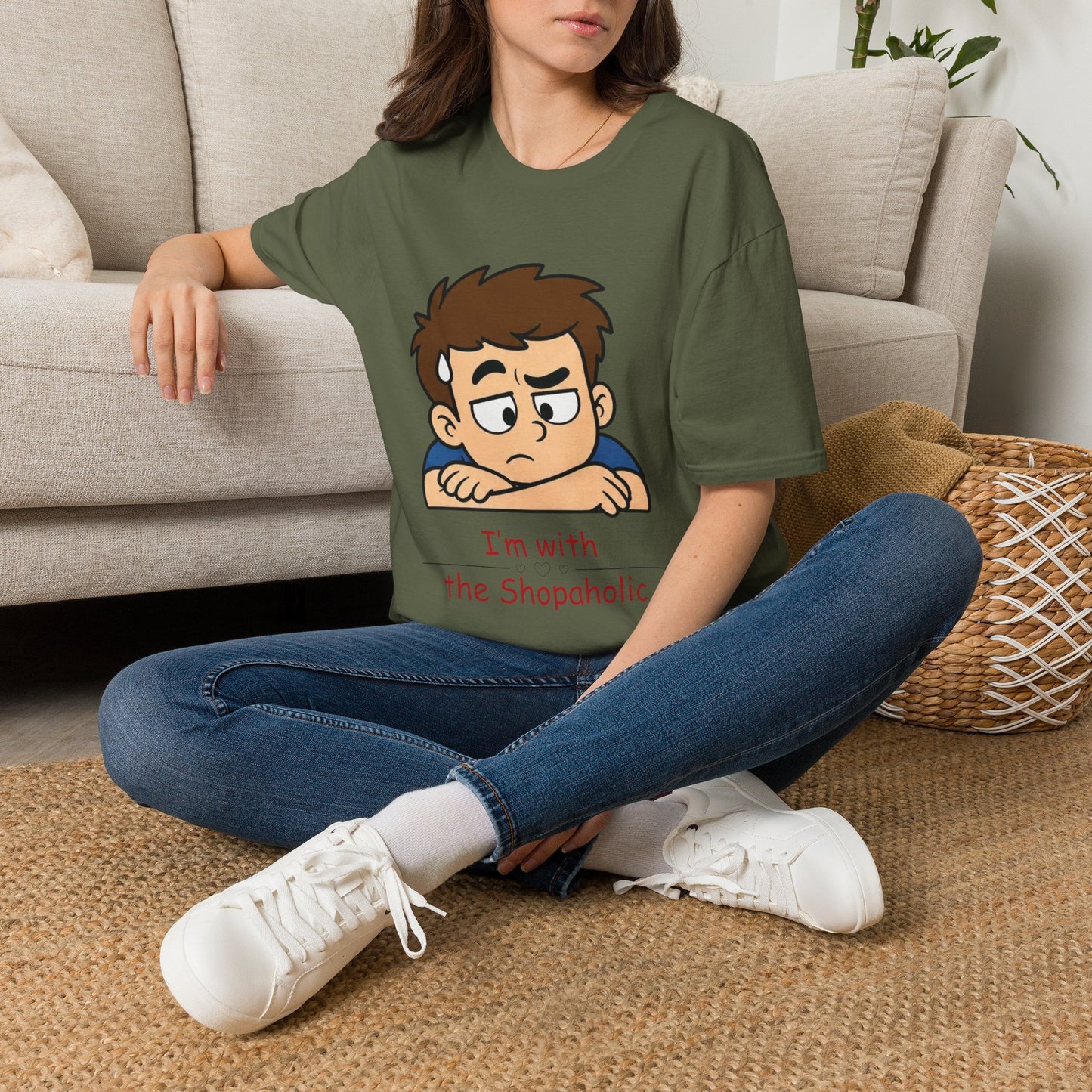 Funny "I'm With the Shopaholic" T-Shirt — Cute Peekaboo Cartoon Tee