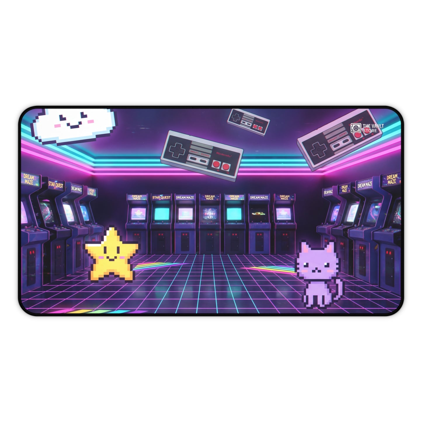 Retro Arcade Pixel Paradise Desk Mat