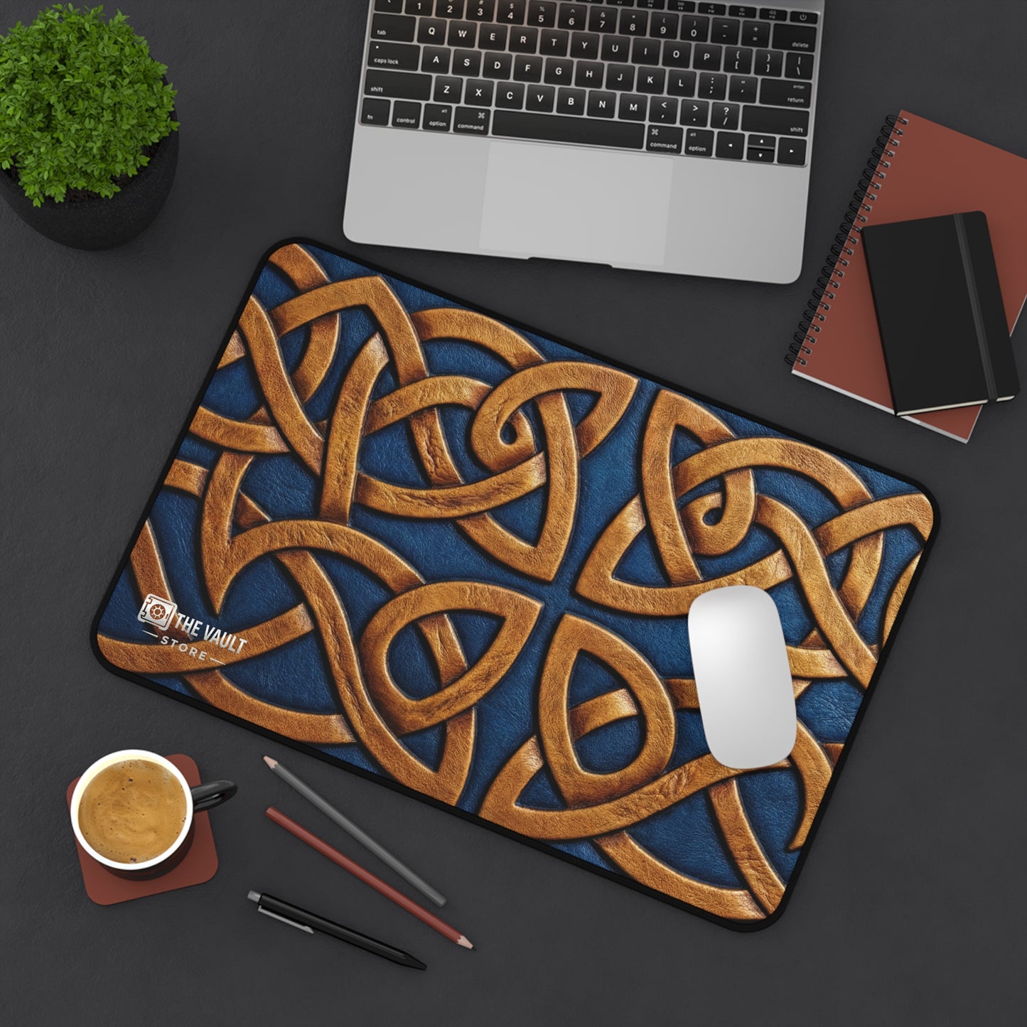 Embossed Leather Celtic Knot Desk Mat