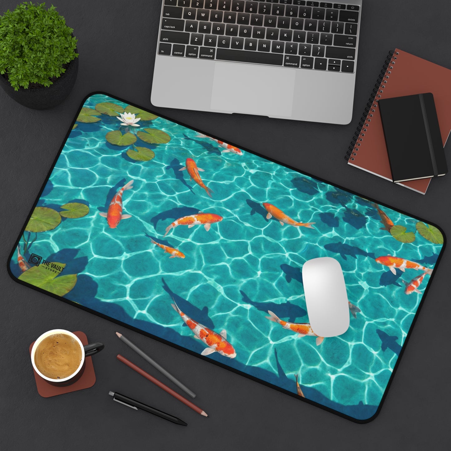 Koi Fish Pond Desk Mat